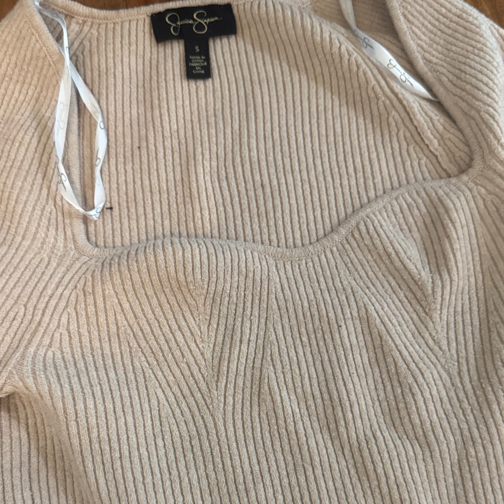 Jessica Simpson Beige Ribbed Knit Top - Picture 2 of 2